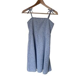 SHEIN Girls Blue Floral Tie Shoulder Smocked Back Sundress Size 11-12Y